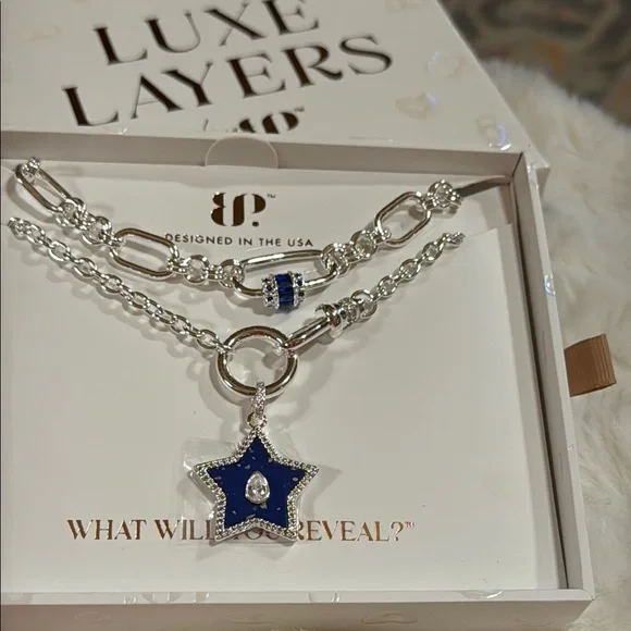 Luxe Layers Silver and Blue Star Charm Necklace - Picture 2 of 3
